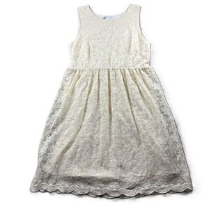 Garnet Hill Lace Tank Dress Cottagecore Fairy Romantic Wedding Ivory Sz 10 E153